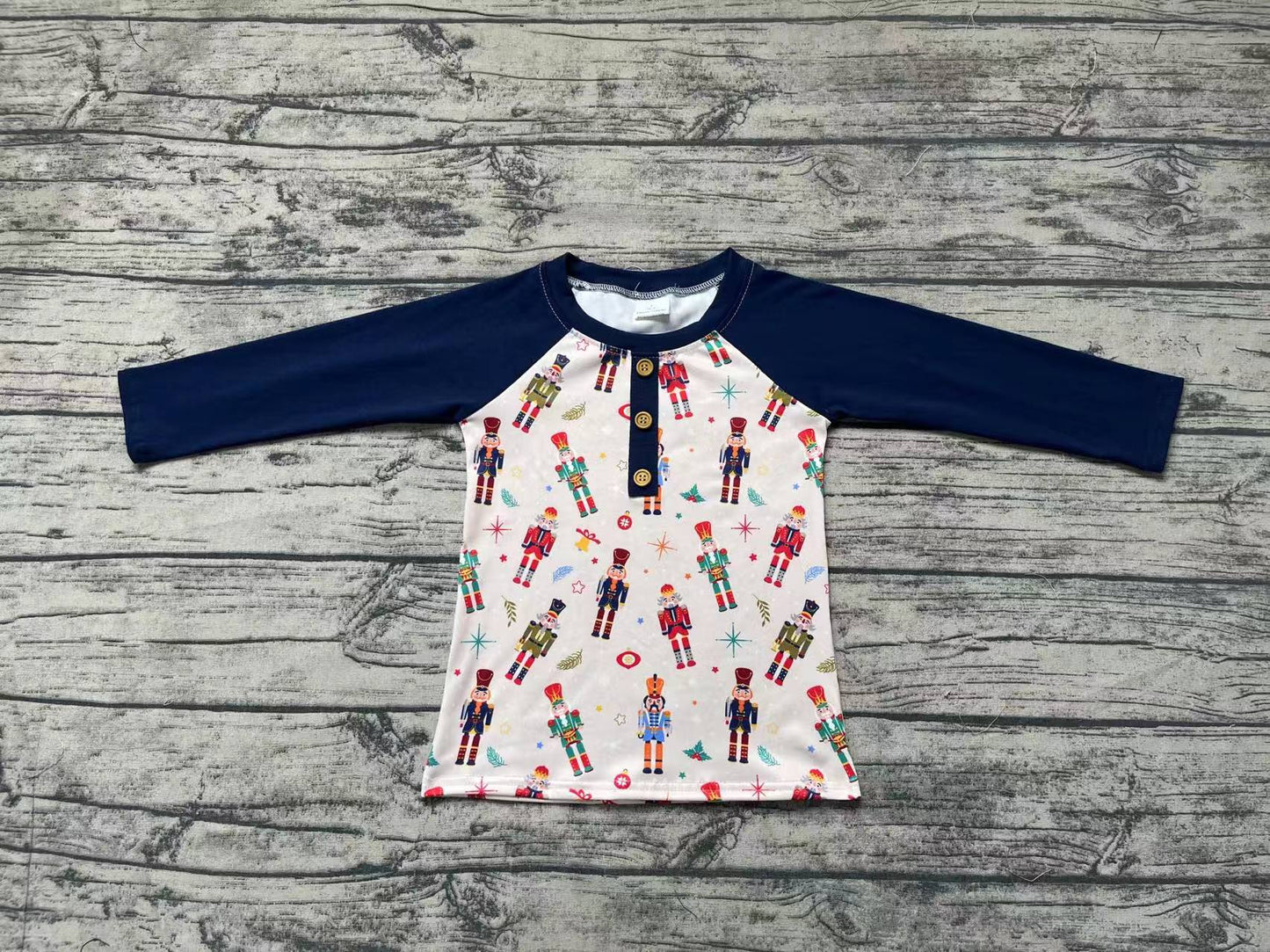 Baby Boys Christmas Soldier Long Sleeve Raglan Tops