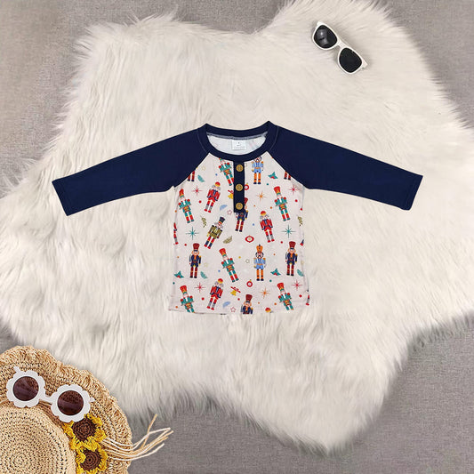 Sibling Baby Boys Christmas Soldier Long Sleeve Raglan Tops Pajamas Set