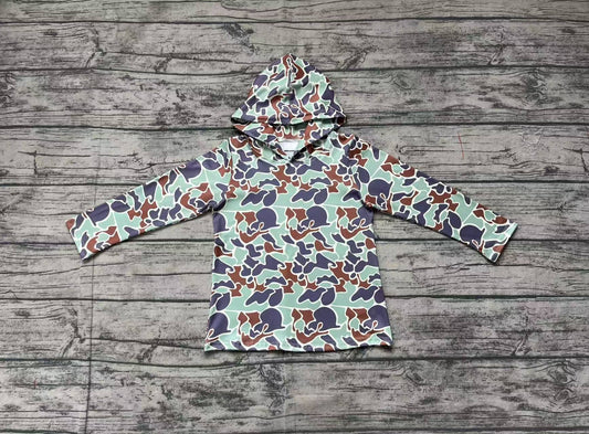 Baby Boys Grey Green Camo Long Sleeve Hooded Tops