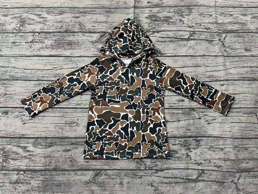 Baby Boys Dark Brown Camo Long Sleeve Hooded Tops