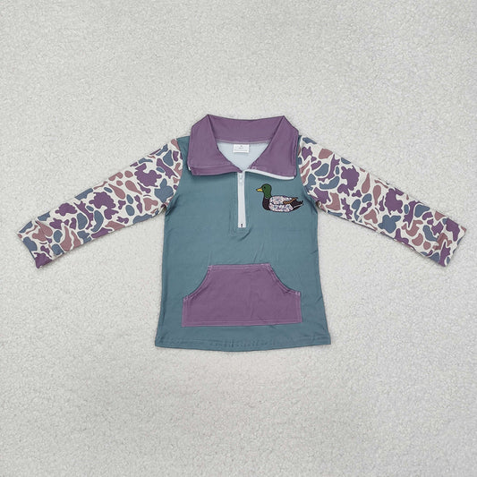 Baby Boys Light Green Camo Zip Duck Hunting Pullovers Tops