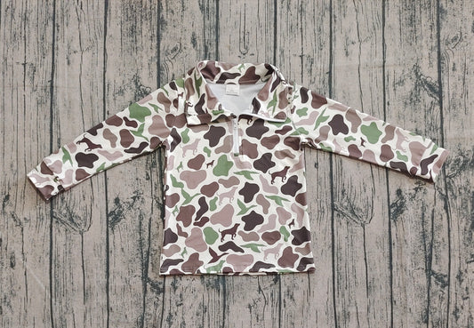 Baby Boys Southern Dogs Ducks Camo Half Zip Pullovers Tops