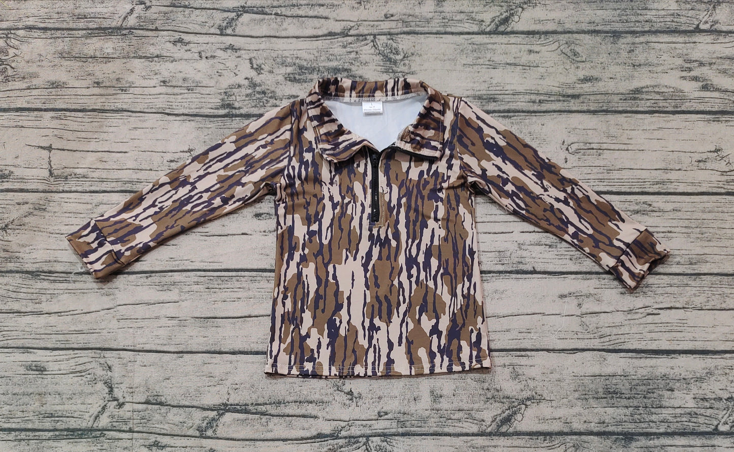 Baby Boys Long Sleeve Southern Wood Camo Zip Pullovers Tops