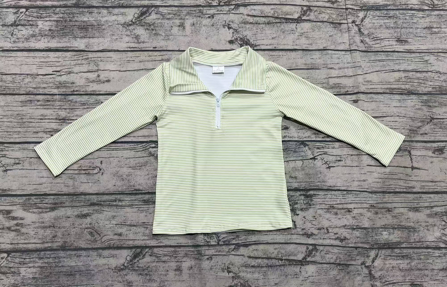 Baby Boys Green Stripes Zip Shirt Pullovers Tops