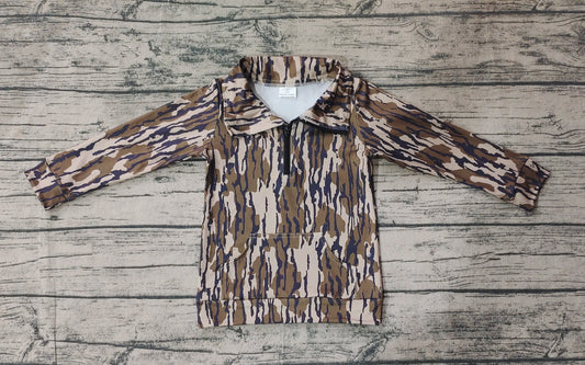 Baby Boys Long Sleeve Southern Wood Camo Zip Pocket Pullovers Tops
