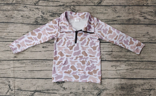 Baby Boys Khaki Camo Zip Pocket Pullovers Tops