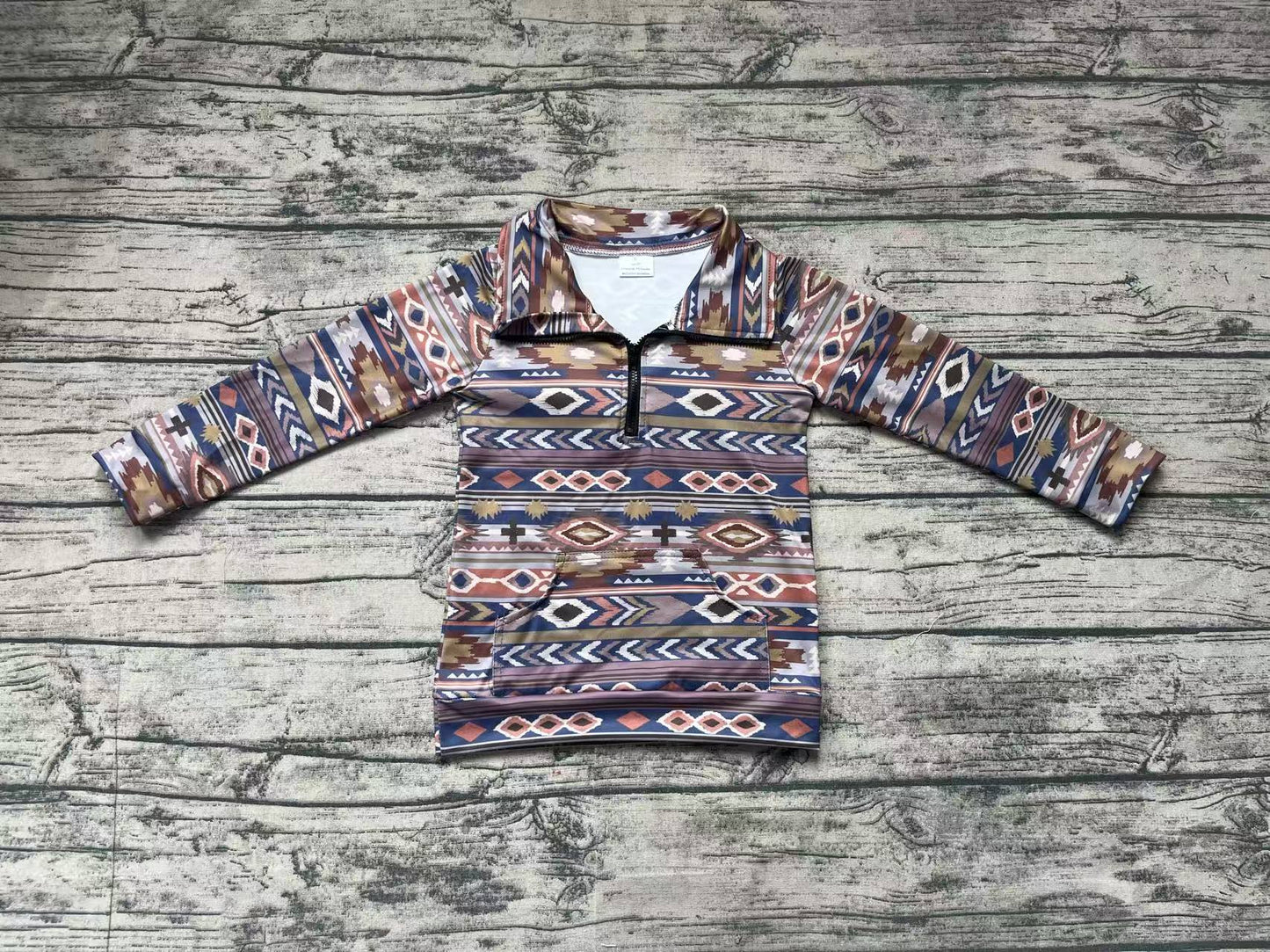 Baby Boys Western Brown Aztec Zip Pullovers Tee Shirts Tops