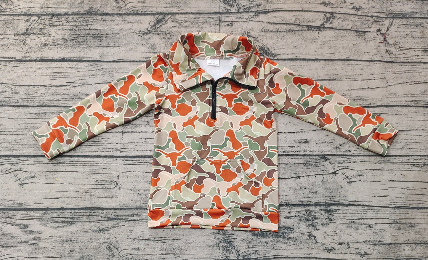 Baby Boys Camo Longhorn Long Sleeve Zip Pullovers Tops
