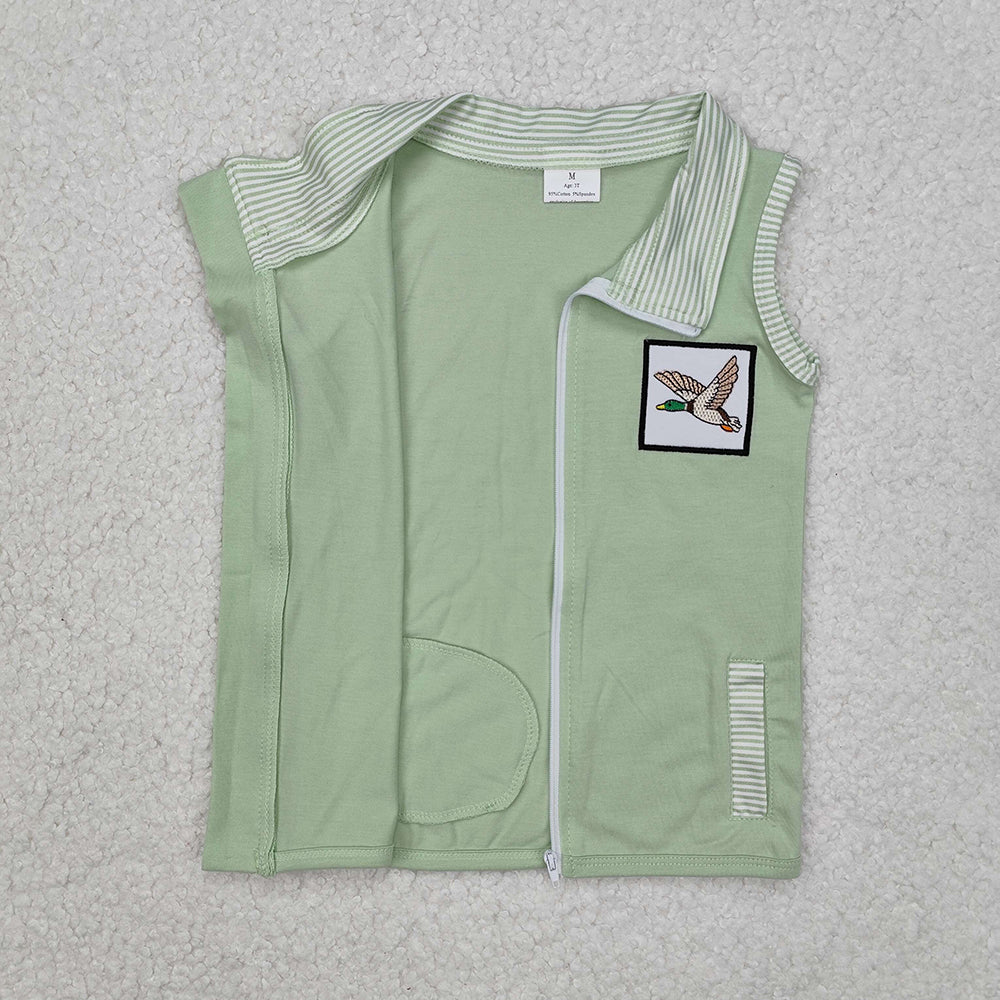 Baby Kids Green Duck Zip Pocket Vest Tops