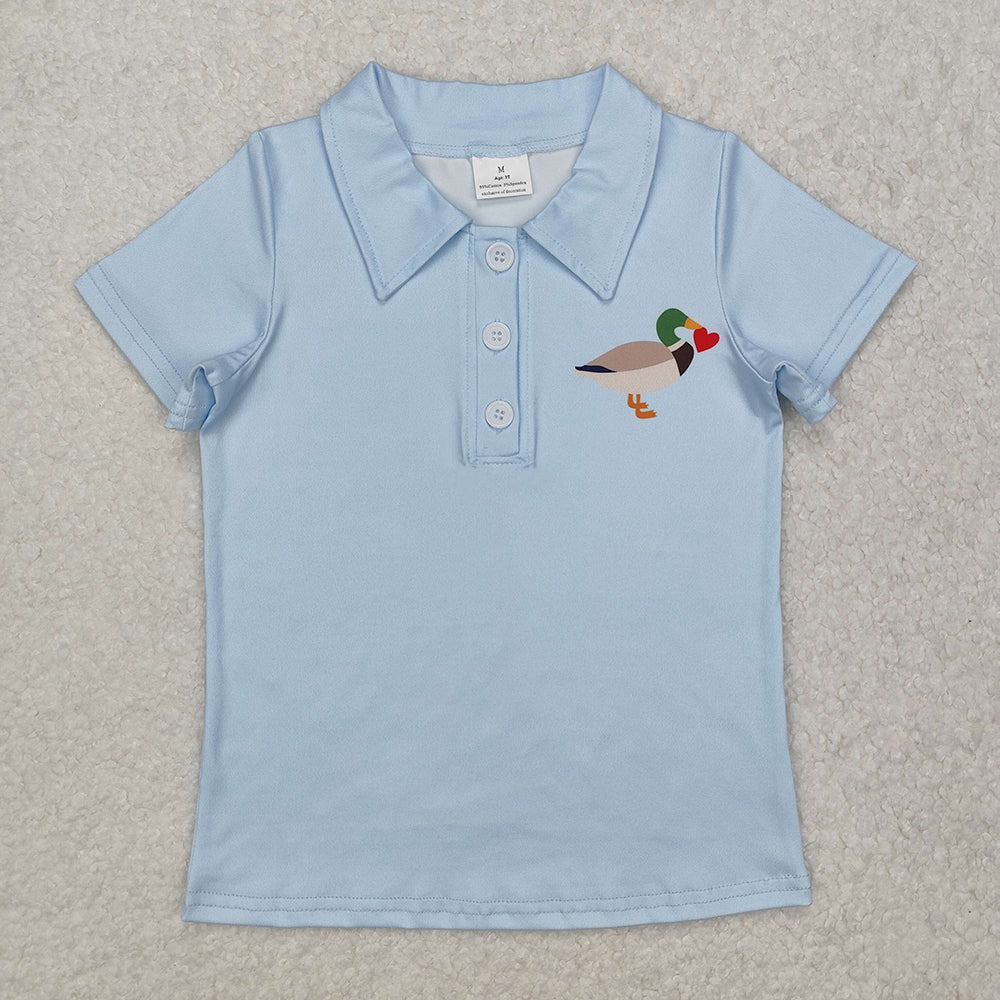Baby Boys Duck Heart Short Sleeve Pullovers Tops