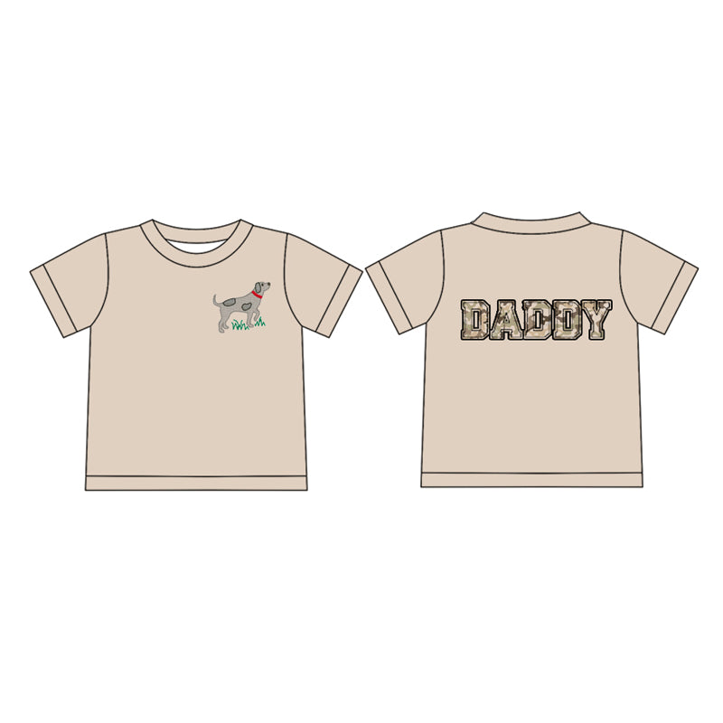 Adult Men Khaki Dog Camo Dad Short Sleeve Tee Shirts Tops Preorder