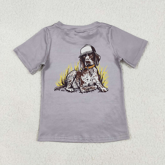 Baby Boys Grey Dog Short Sleeve Tee Shirts Tops