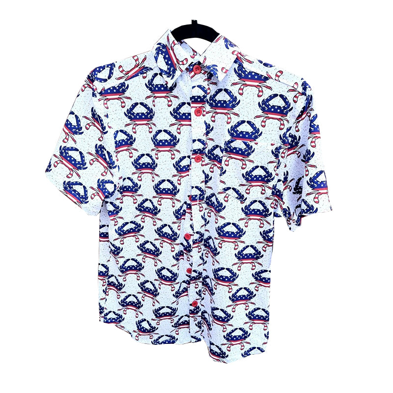 Baby Boys 4th Of July Crabs Buttons Tee Shirts Tops Preorder