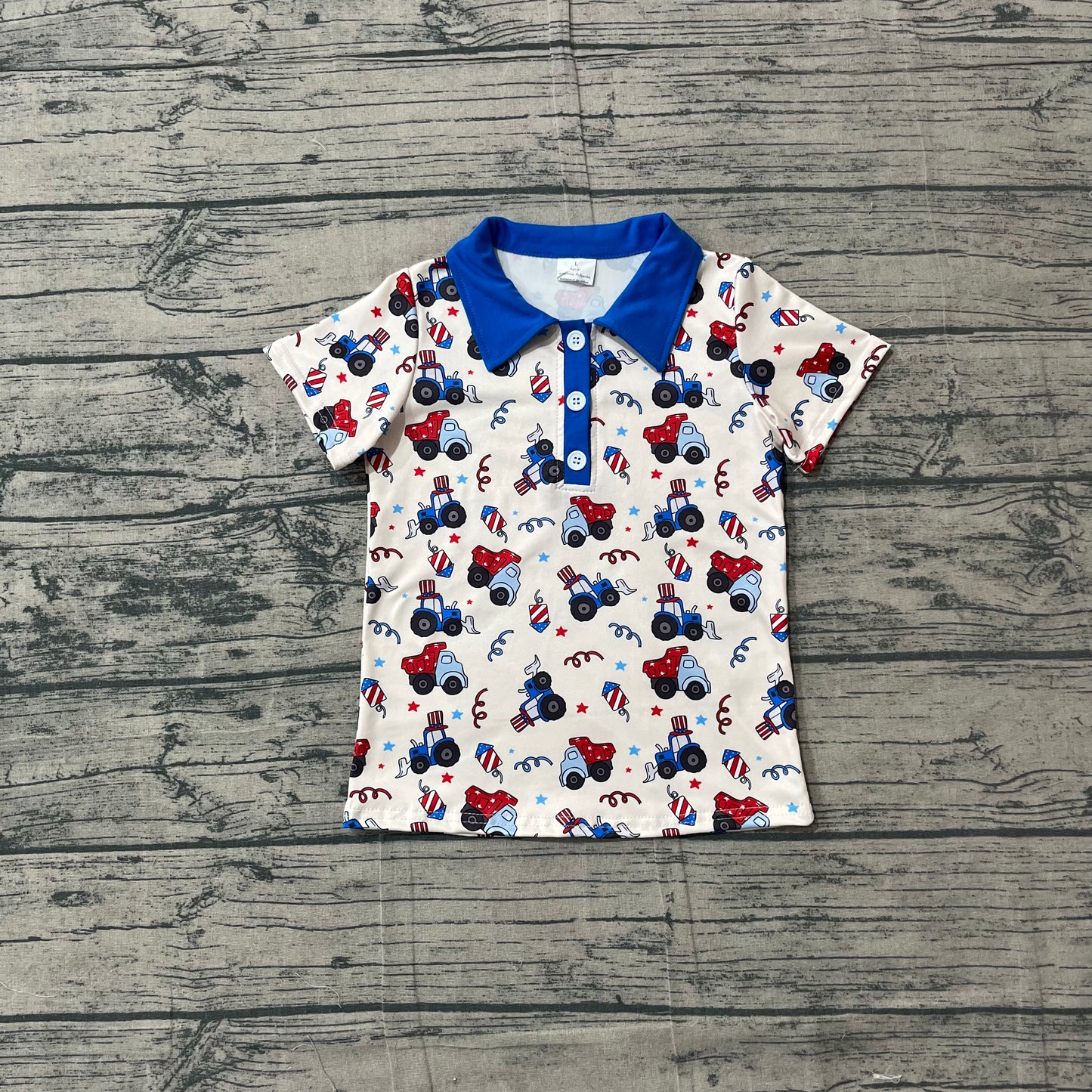Baby Boys Constructions 4th of July Button Polo Shirts Top