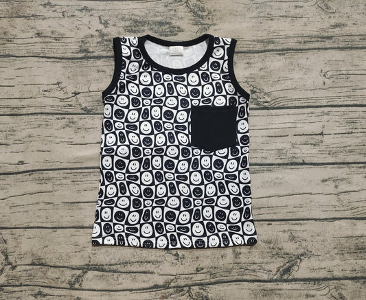 Baby Boys Black Smile Pocket Sleeveless Shirt Tops