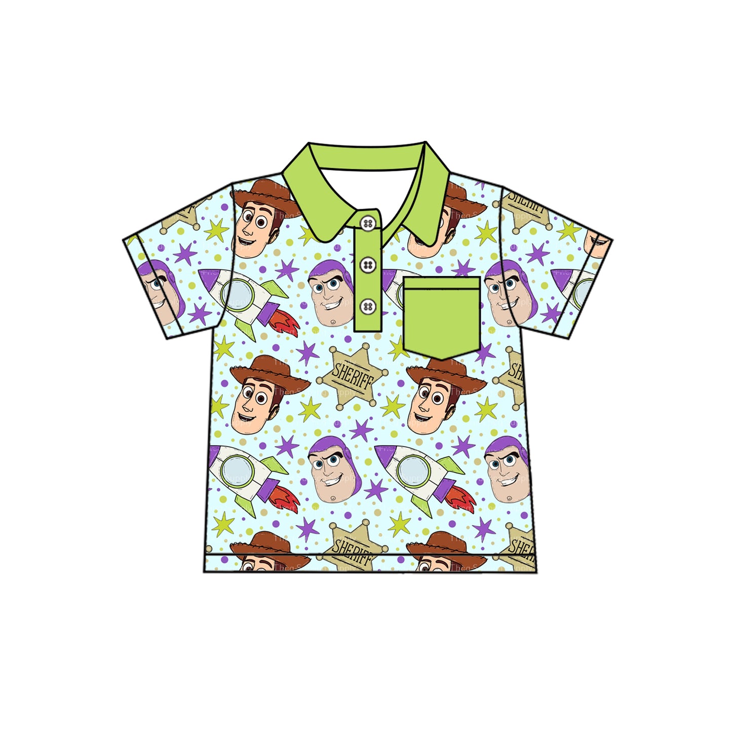 Preorder moq 5 Baby Boys Green Cartoon Toys Pullovers Shirt Tops