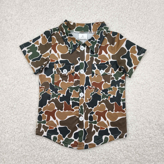 Sibling Baby Boys Southern Camo Short Sleeves Button Pockets Shirts Tops