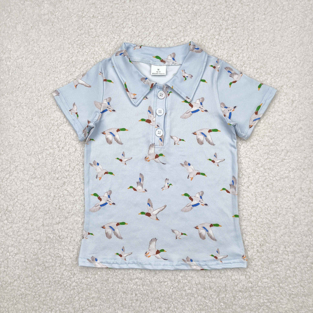 Sibling Baby Boys Short Sleeve Ducks Hunting Button Polo Shirt Top Short Rompers