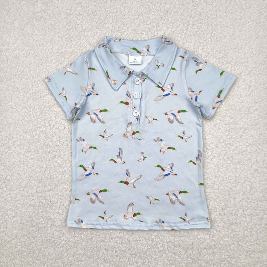Sibling Baby Boys Short Sleeve Ducks Hunting Button Polo Shirt Top Short Rompers