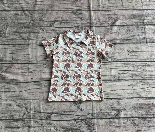Baby Boys Short Sleeves Button Khaki Camouflage Polo Shirts Top