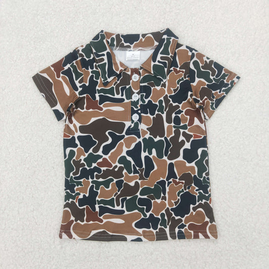 USA Shop Sibling Baby Boys Southern Dark Brown Camo Button Polo Shirts Top Rompers
