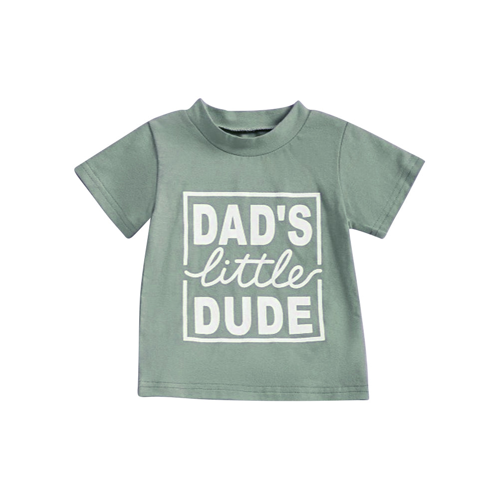 Baby Boys Green Short Sleeves Dad's Litter Tee Shirts Top Preorder