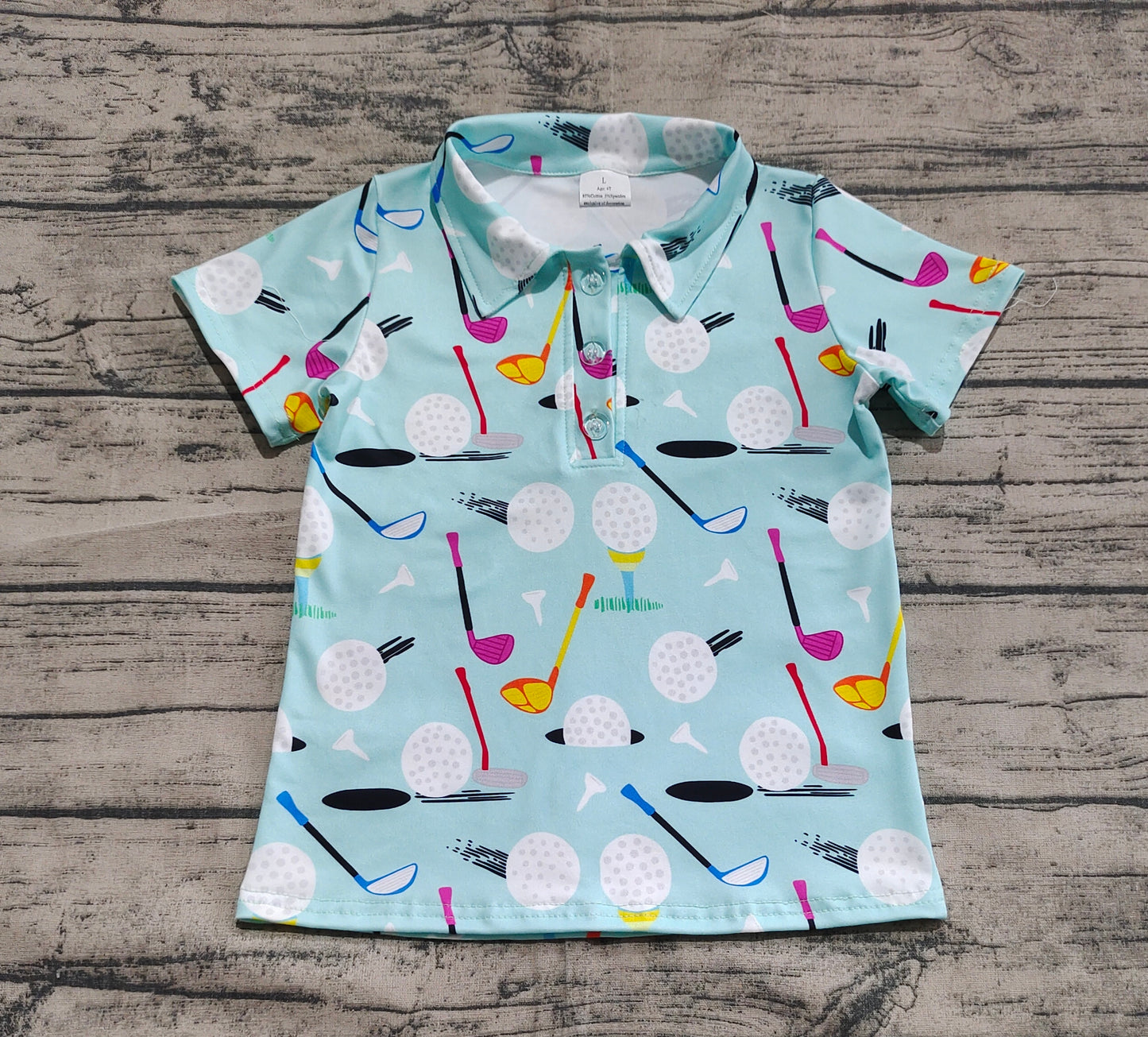Baby Boys Blue Short Sleeves Golf Button Polo Shirts Tops