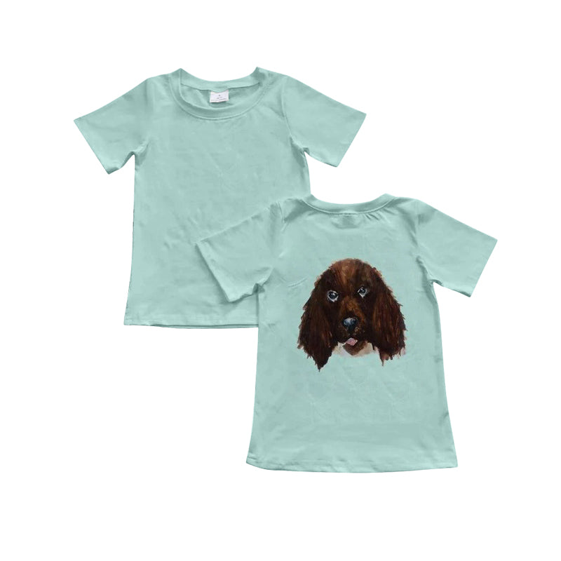 Baby Boys Aqua Short Sleeves Dog Tee Shirts Top Preorder