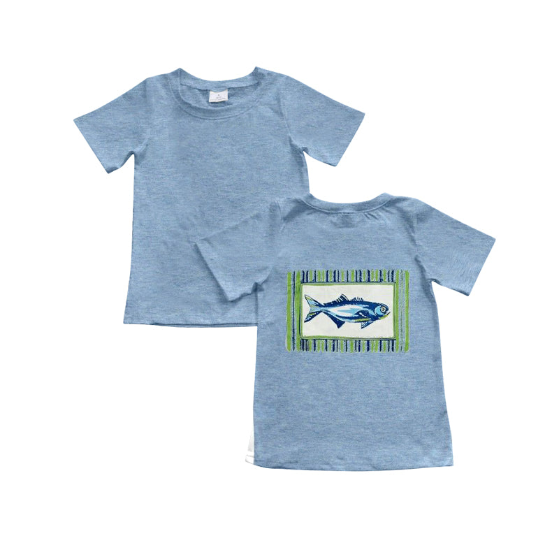 Baby Boys Gray Short Sleeves Fishes Tee Shirts Top Preorder