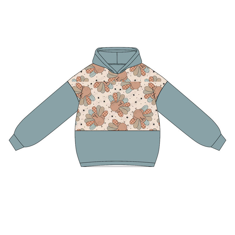 Baby Boys Blue Long Sleeves Turkey Hoodies Top Preorder