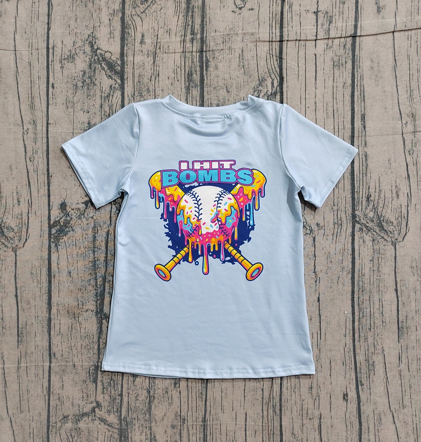 Baby Boys Short Sleeves Back Baseballs Bombs Team T-shirts Top