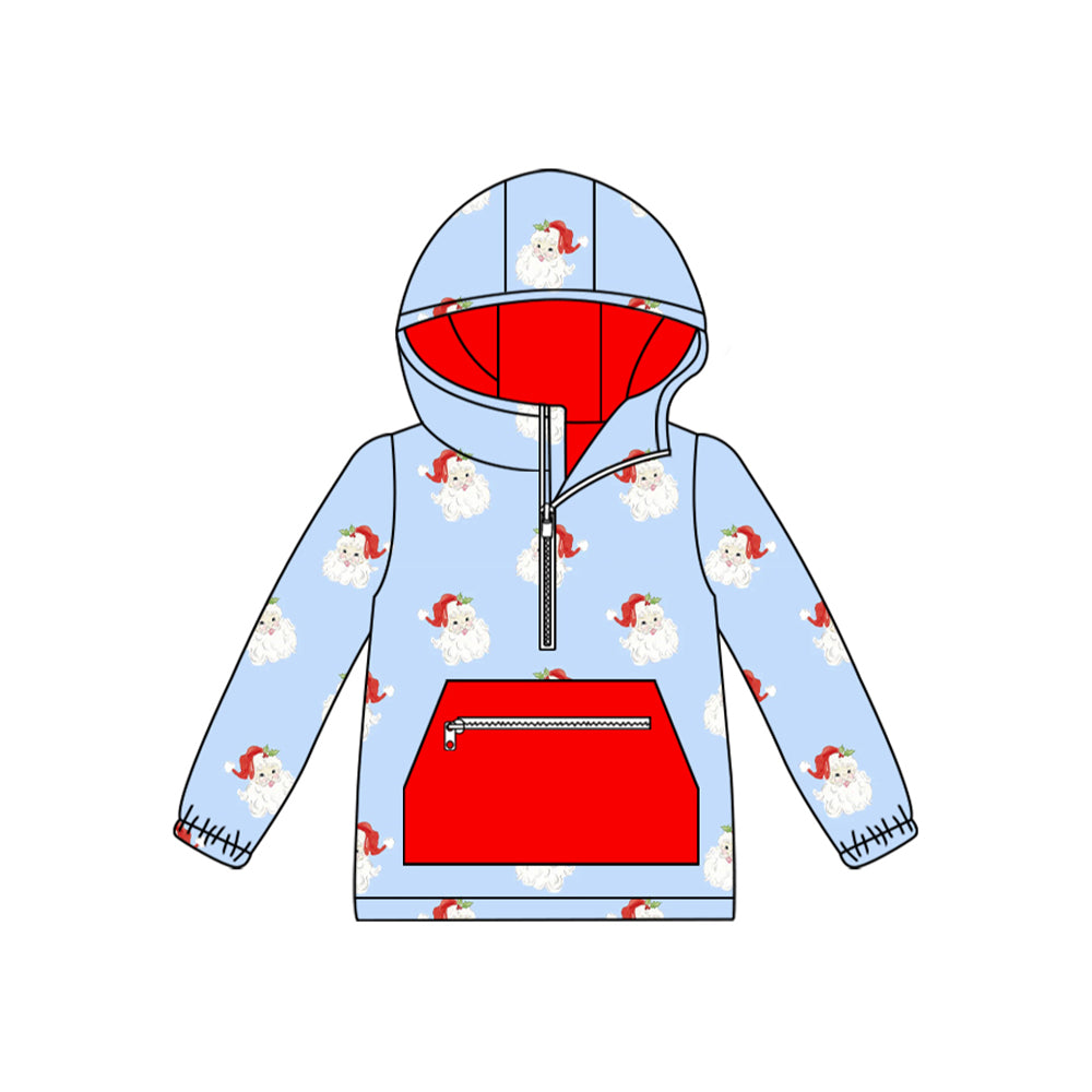 Baby Boys Blue Long Sleeves Santa Pockets Zipper Hoodies Top Preorder