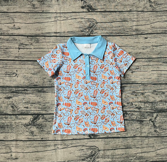 Baby Boys Blue Western Hats Boots Button Pullovers Shirts Tops