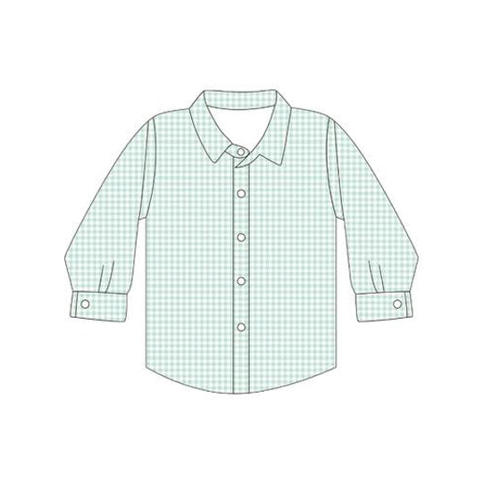 Baby Boys Long Sleeves Light Blue Plaid Button Shirts Top Preorder