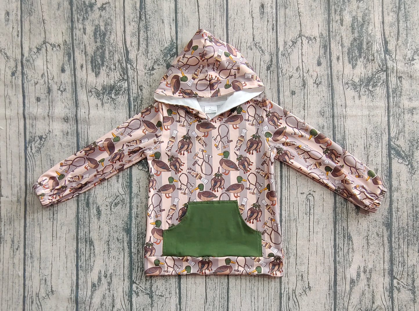 Baby Boys Long Sleeves Ducks Stripe Pocket Hoodies Tops