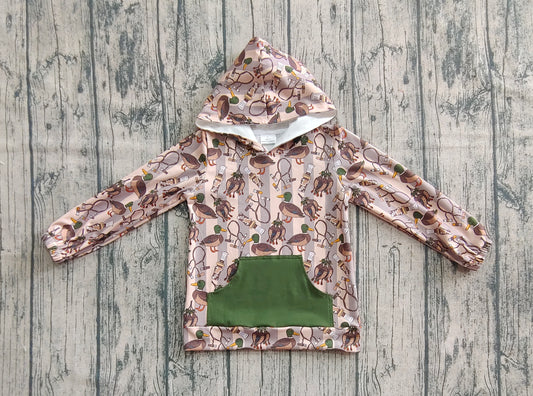 Baby Boys Long Sleeves Ducks Stripe Pocket Hoodies Tops