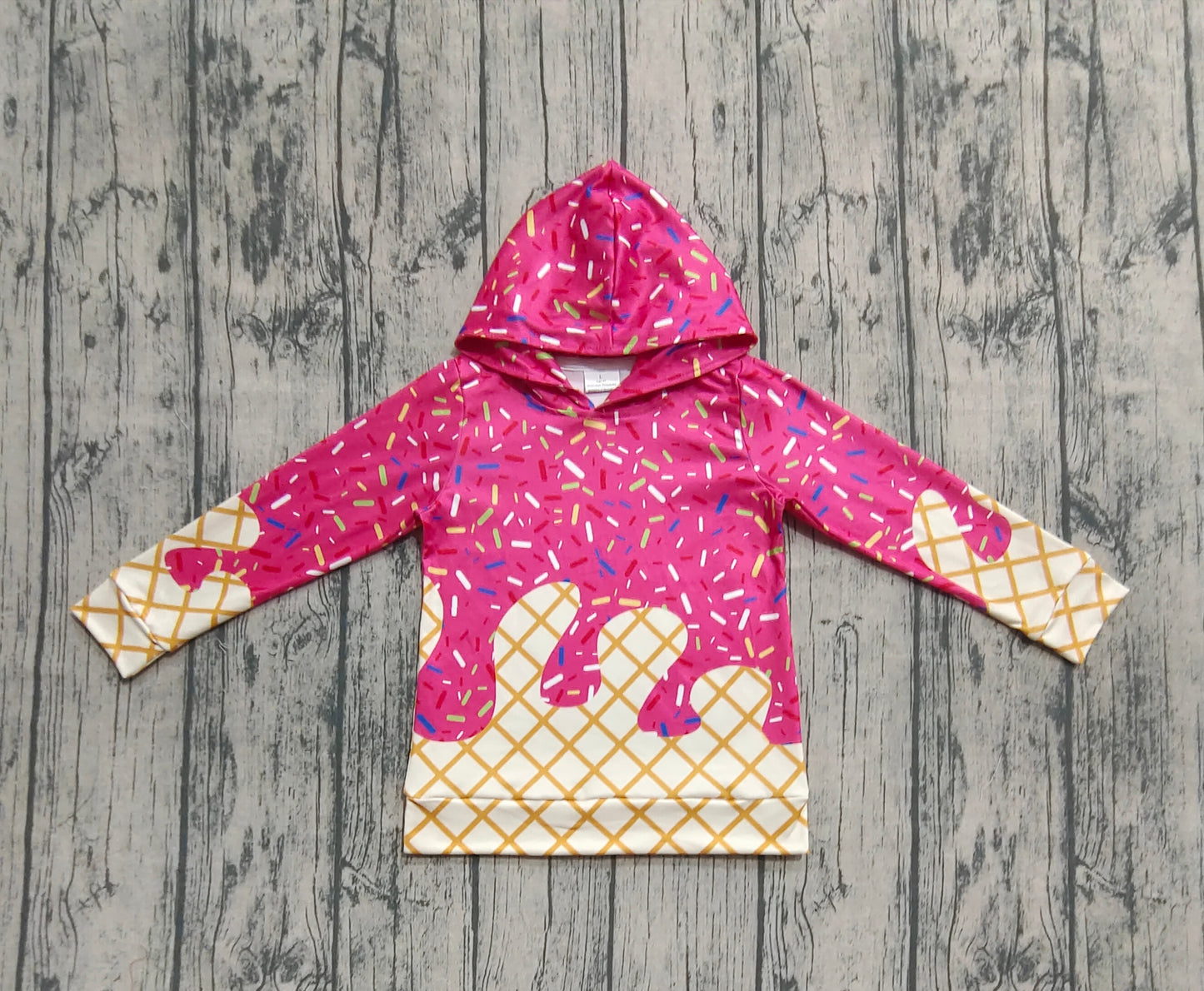 Baby Kids Pink Long Sleeves Team Sprinkles Drips Hoodies Tops