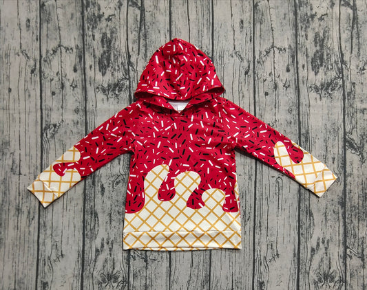 Baby Boys Red Long Sleeves Sprinkles Drips Team Hoodies Tops