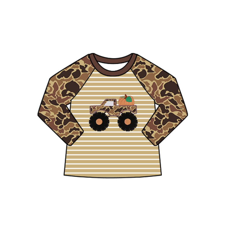 Baby Boys Brown Camo Long Sleeves Truck Pumpkin Western Tee Shirts Preorder