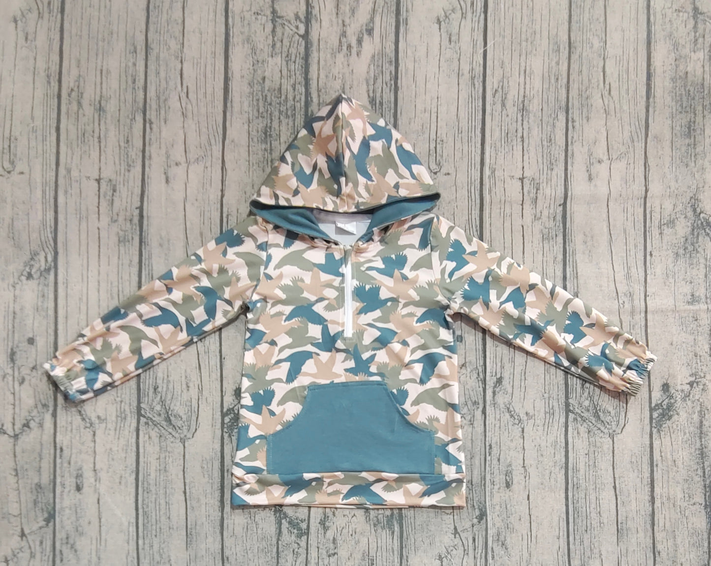 Baby Boys Blue Duck Camo Pocket Zipper Southern Hoodies Tops