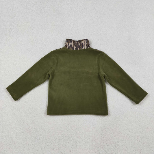 Baby Boys Olive Camo Southern Zipper Pullover Top