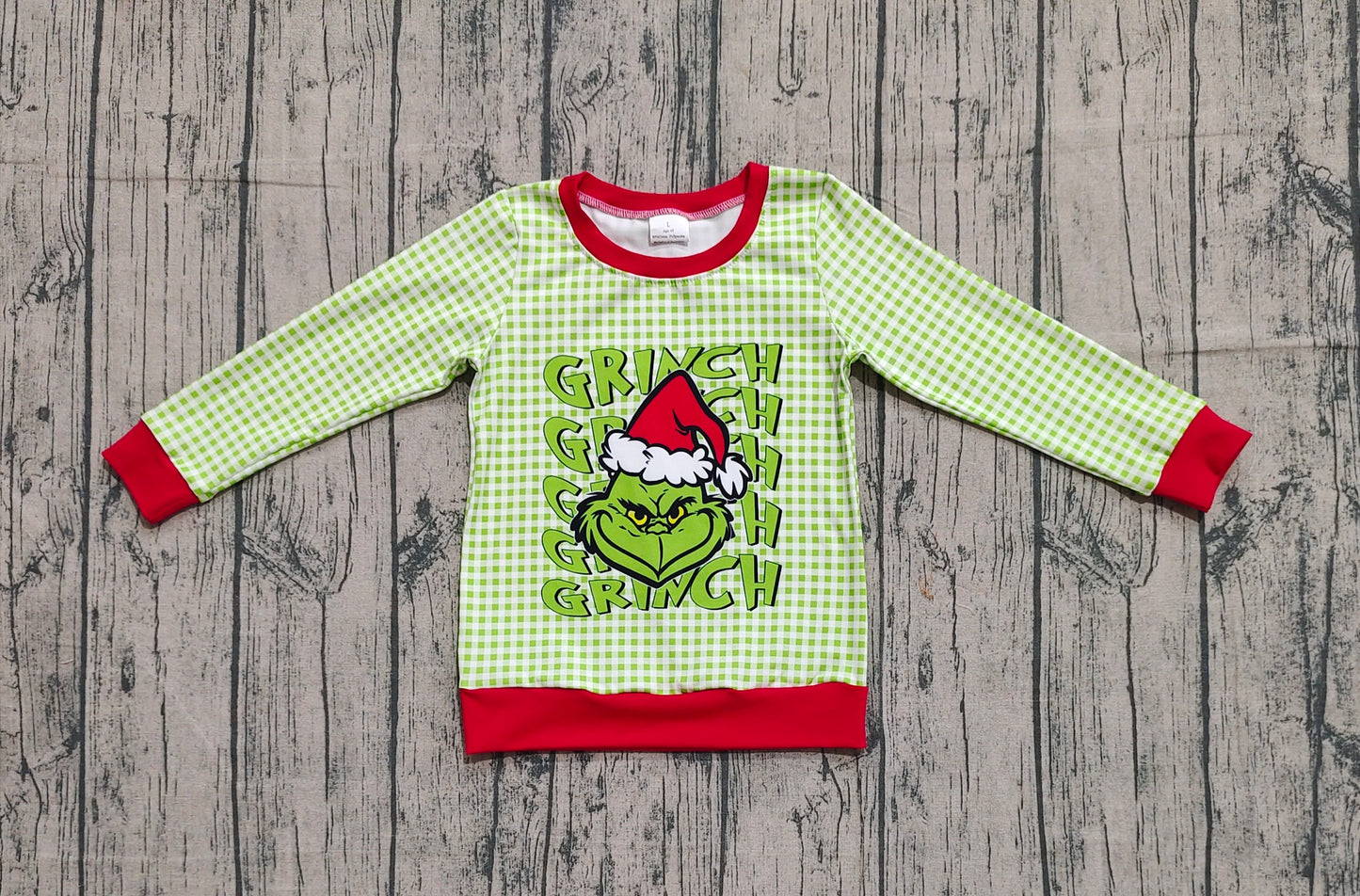 Baby Boys Green Face Plaid Christmas Tee Shirts Top