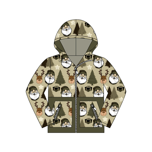Baby Boys Christmas Santa Deer Gifts Pocket Zipper Hoodies Top Preorder