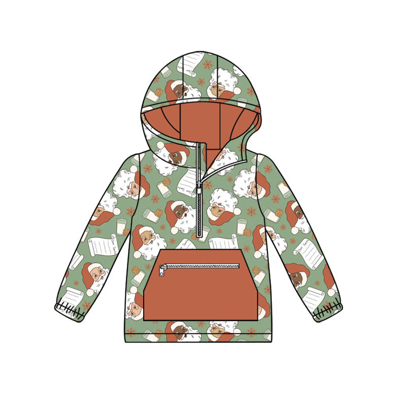 Baby Boys Santa Letter Milks Pocket Zipper Christmas Hoodies Top Preorder