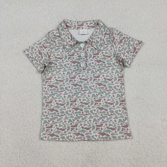 Sibling Baby Boys Short Sleeve Southern Camo Button Polo Shirts Top