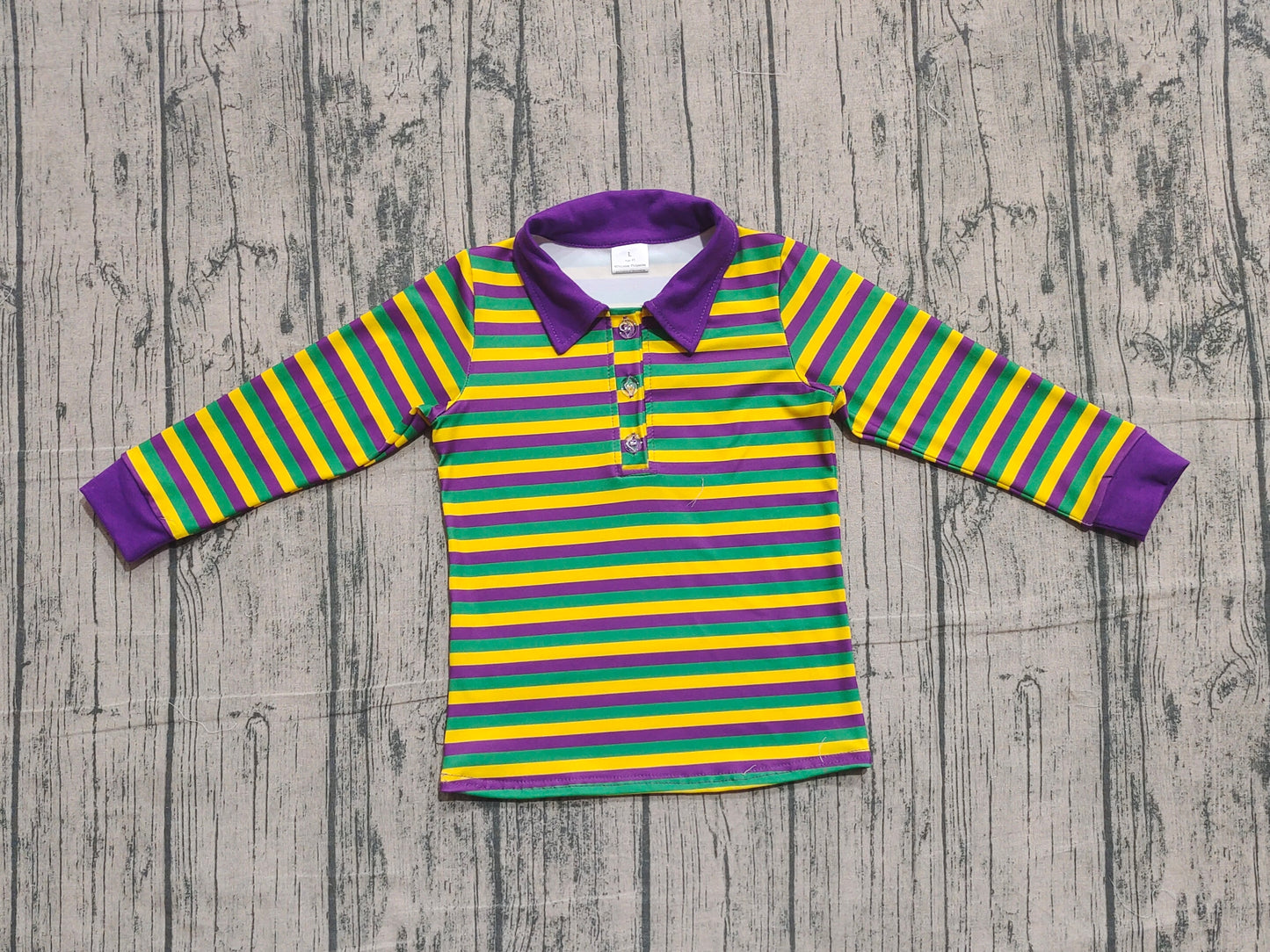 Baby Boys Mardigras Stripe Button Polo Shirts Top