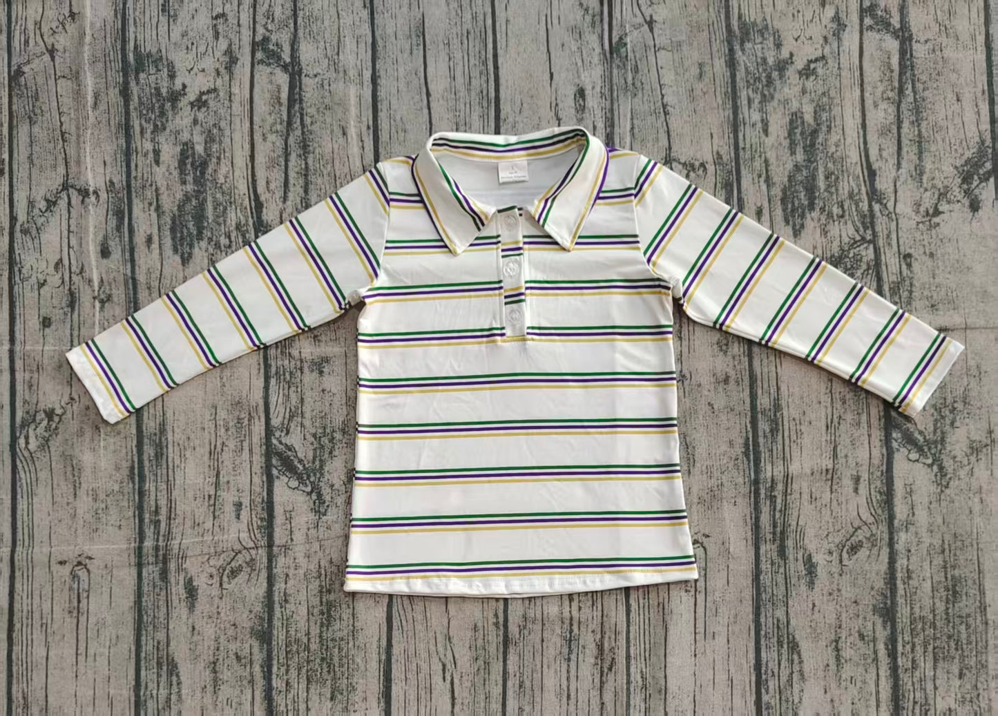 Baby Boys Mardigras Stripes Button Polo Shirts Top