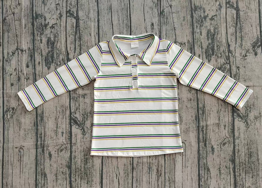 Baby Boys Mardigras Stripes Button Polo Shirts Top