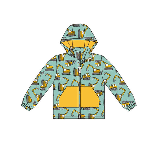 Baby Boys Excavators Pocket Zipper Hoodies Jackets Top Preorder