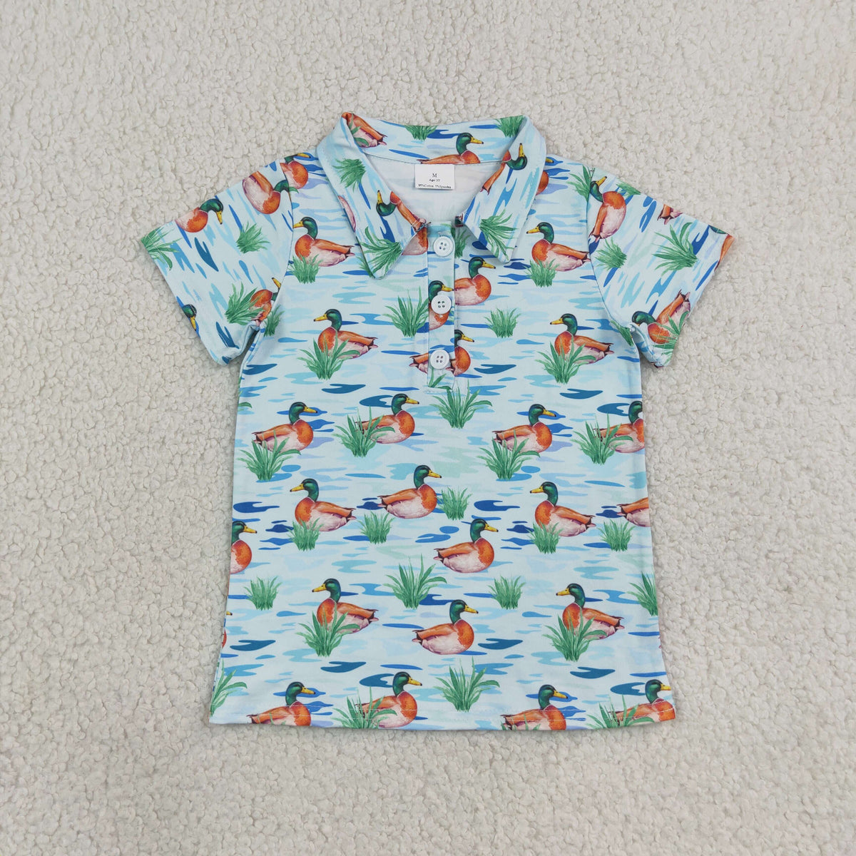 Baby Boys Short Sleeve Ducks Hunting Button Polo Shirts Top